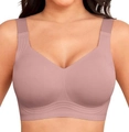 Women's wireless seamless jelly bra in dusty rose with wide supportive shoulder straps - Gray Purple