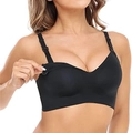 Seamless black nursing bra with wide shoulder straps and easy one-hand nursing clips - Black