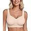 Supportive wireless push up bra in beige color with wide straps for full coverage comfort - L / Nude