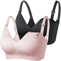 Seamless nursing bras set of 2 in pink and black colors with easy one-step clips - Black And Oyster Pink