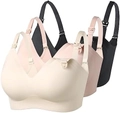 Seamless nursing bra 3-pack in beige, pink, and black with nursing clips and high elasticity - Black Beige And Oyster Pink