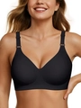 Sujetador sin costuras negro para mujer con tirantes anchos y diseño sin aros - L / Negro