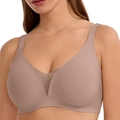 Seamless plus size bra in beige with wide straps and breathable mesh V-neck detail - 3XL / Gray