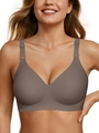 Seamless wireless bra for women in brown finish with adjustable straps and wide band - S / Gray