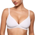 Bralette a triangolo bianca minimalista senza ferretto con scollo a V e fascia elastica - Bianco (biancaneve)