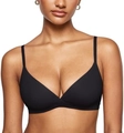 Reggiseno a triangolo nero da donna con spalline sottili e scollo a V senza ferretto - Nero