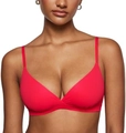 Reggiseno a triangolo rosso senza cuciture con spalline sottili e scollo a V liscio - Rosso Lucido