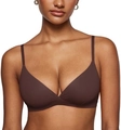 Reggiseno a triangolo marrone scuro senza ferretto da donna con spalline sottili e scollo a V - Nocciola