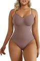 Body sculptant sans couture rose poudré avec bretelles fines et décolleté en V - 3XL / Umber String