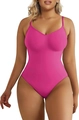 Body gainant rose sans couture pour femme avec fines bretelles et col en V chic - 3XL / Magenta String