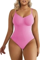 Body gainant sans couture rose vif pour femme avec col en V et fines bretelles réglables - 3XL / Rose String