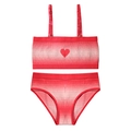 Set bambina con canotta e slip a costine senza cuciture rosse con dettaglio a cuore - S / Rosso