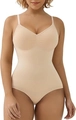 Body gainant sans couture beige avec fines bretelles réglables et col en V froncé - 3XL / Beige Culotte