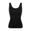 Detail of black seamless shaping vest showing elastic knit fabric and U-neck design - S / Black