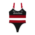 Ensemble soutien-gorge de sport bicolore noir et rouge avec culotte assortie - S / Noir