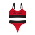 Ensemble soutien-gorge de sport rouge sans coutures avec bretelles noires ajustables - S / Rouge