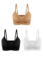 Pack de 3 sujetadores deportivos sin costuras en beige, negro y blanco con tirantes - S / Combo Negro Blanco Nude