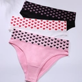 Pack de 3 bragas sin costuras para mujer en negro, blanco y rosa con estampado de corazones - S / Rosa Claro / Negro / Blanco