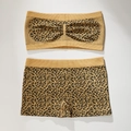 Zweiteiliges Set aus nahtlosem Bandeau-BH und passender Shorts mit Leopardenmuster - S / Leopardenmuster