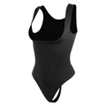 Seamless black shapewear bodysuit with ribbed tummy control and wide shoulder straps - 3XL / Black
