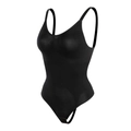 Plus size black seamless bodysuit shapewear with tummy control and adjustable straps - XS / Black