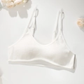 Bralette blanche côtelée avec fines bretelles réglables et design dos nu élégant - Blanc