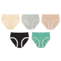 5er-Pack nahtlose Damen-Slips mit Rippenmuster und eleganter weißer Spitzenkante - S / Schwarz/Hautfarben/Grau/Grün/Gelb Kombi