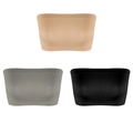 Lot de 3 soutiens-gorge bandeau sans bretelles en beige, gris et noir en maille douce - S / Noir/Beige/Gris