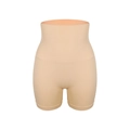 Close-up of high-waist seamless body shaping panties in skin tone with ribbed texture - S / Apricot