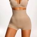 Gaine amincissante sans couture taille haute pour femme couleur chair à motif nid d'abeille - XS / Abricot