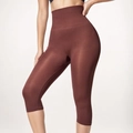 Pantalon de yoga compressif taille haute marron avec texture nid d'abeille gainante - Brun Rouge