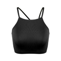 Schwarzer Damen Sport-BH mit Rippmuster, Kreuzrücken-Design und elastischem Saum-Detail - 13Y / Schwarz