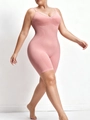 Detailaufnahme des rosa formenden Bodys mit Kompressionstextur und nahtlosem V-Ausschnitt - 1XL / Lotusrosa