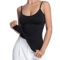 Slimming black camisole bodysuit with fine straps and tight fit for a sleek silhouette - M/L / Black