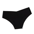 Detail van zwarte naadloze ijsszijde slip met lasergesneden randen en V-taille - S / Zwart