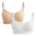 Pack de dos sujetadores de lactancia sin costuras en color nude y blanco con clips - 1XL / Albaricoque y Blanco