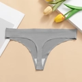String gris sans couture en soie glacée à motif léopard avec tissu respirant élastique - M / Gris