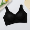 Sujetador de encaje negro sin costuras con textura de ondas y diseño sin aros - S / Negro