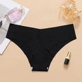 Seamless ice silk panties in black with breathable cotton crotch and elastic fit - M / Black