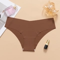 Seamless ice silk panties for women in dark brown with breathable cotton crotch - M / Coffee