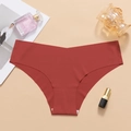 Seamless low-rise ice silk panties in deep red with breathable cotton crotch - S / Red