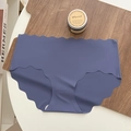 Culotte sans couture en soie glacée pour femme violette avec bords ondulés élégants - S / Bleu Royal