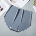 Bragas sin costuras azul grisáceo de talle alto con bordes ondulados y forro de algodón - S / Gris