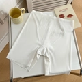 Women high waisted seamless white safety shorts in smooth ice silk fabric for summer wear - S / White