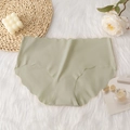 High-waist seamless panties for women in avocado green with laser-cut wavy edges - S / Khaki