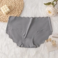 Dark grey seamless women's panties with wavy edges on a cozy soft background - S / Gray