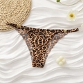 Ice silk seamless panties for women with leopard print and golden ring details - S / High Cut Bikini Style / Pink Leopard