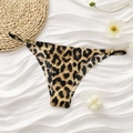 Leopard print seamless underwear with golden ring accents and smooth elastic fabric - S / High Cut Bikini Style / Tan Leopard