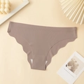 Seamless wave-edge low-rise ice silk underwear for women in elegant mauve finish - Light Coffee