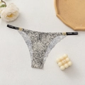 Women's seamless bikini with black and white dot pattern and gold metal ring detail - S / Letter Strap Style (YOUJING) / Spotted Stone